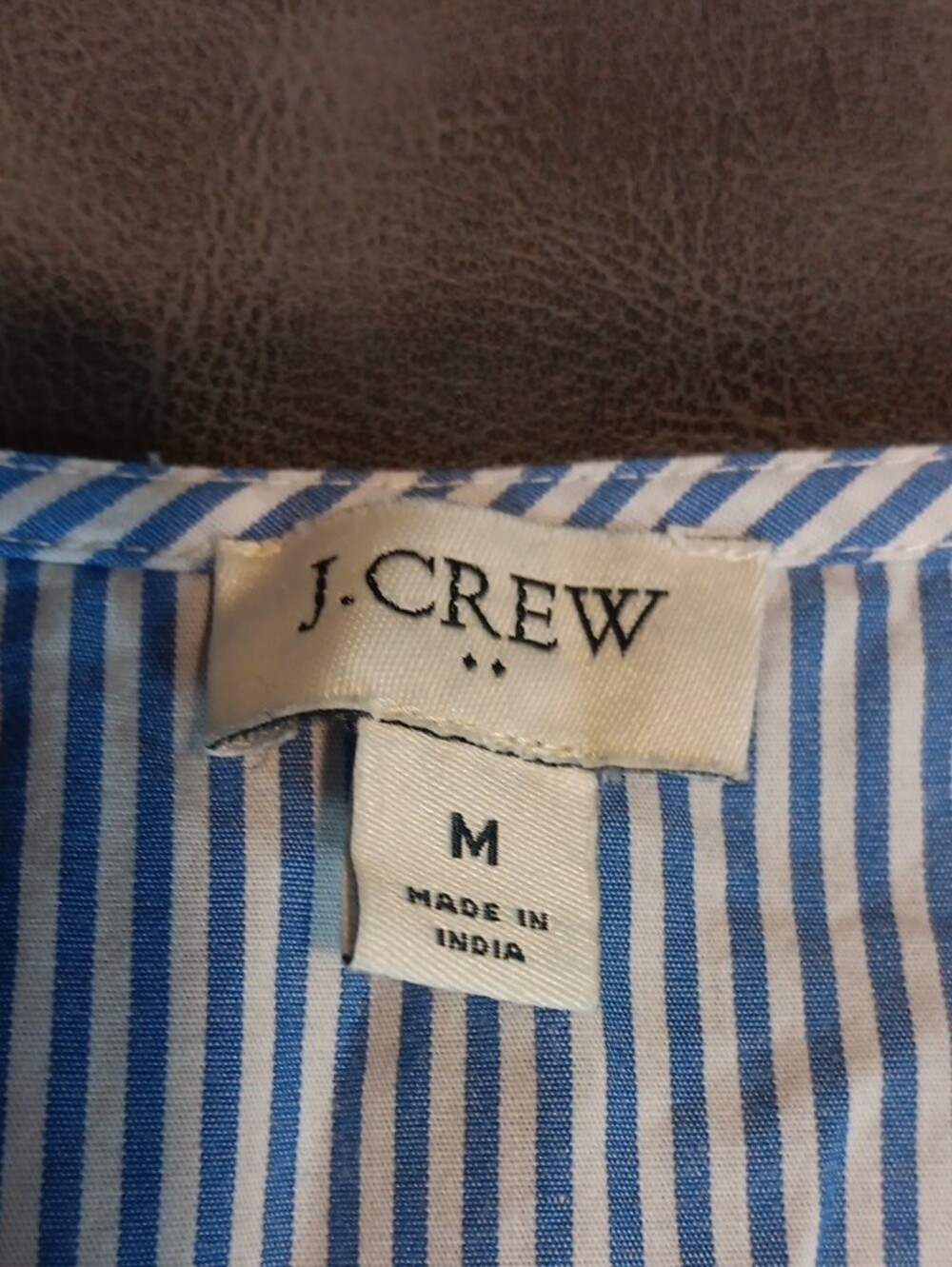 J. Crew Blue and White Pinstripe V-Neck Ruffle-Sleeve Top Size Medium - Picture 7 of 12